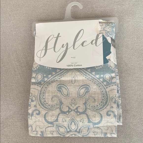 Dainty Home Styled Elegant Paisley Cotton Fabric 1 pc Shower Curtain 70” X 72” - Picture 5 of 8